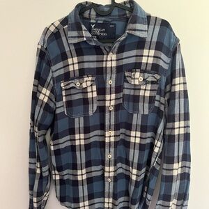 American Eagle Blue Plaid Flannel